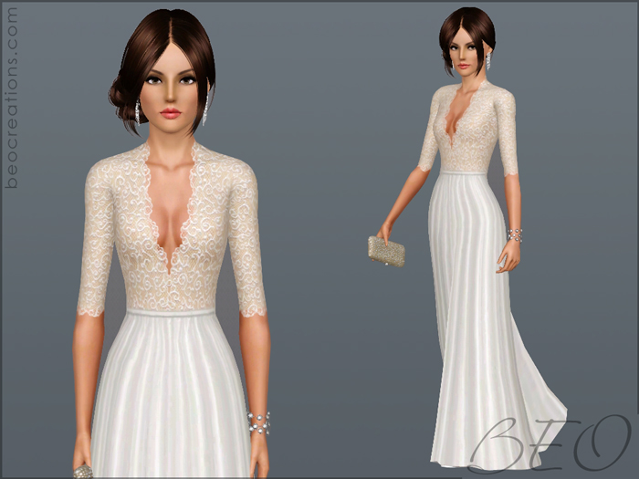long formal dress for Sims 3 by BEO